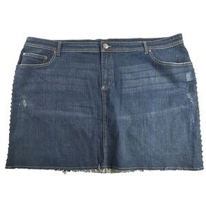 Evolution JMS Plus 3X Denim Mini Skirt Studded Side Raw Hem Distressed 22W 24W